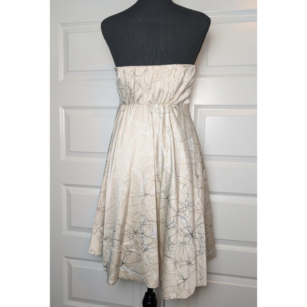 NWT The Limited Strapless Dress Size 4 Satin Beige Floral Short Wedding Cocktail - Picture 4 of 13